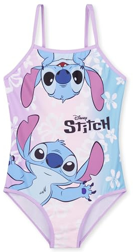 Disney Stitch baddräkt för flickor, baddräkt justerbara spagettiremmar, flerfärgad, 9-10 år