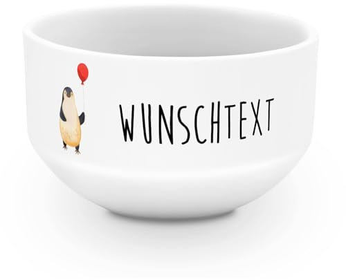 Mr. & Mrs. Panda Müslischale Pinguin Luftballon - Personalisierte Geschenke, Schale Personalisieren, Schüsseln, Suppenschüssel, Müslischüssel, Geschenkidee, Liebe