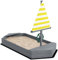 Outsunny Arenero para Niños de Madera Arenero Infantil con Bandera y Timón en Forma de Velero para Patio Jardín 190x90x138 cm GIRS Oscuro
