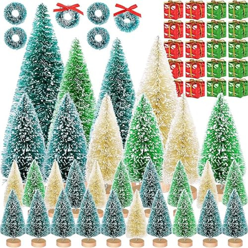 Arbol Navidad,56 PCS Arbol de Navidad Pequeño,Miniatura Arbolitos de Navidad Artificial Pequeño,Artificial Abeto Árbol de Mavidad,Manualidades Navideñas,para Decoración de Mesa,Hogar y Escaparate