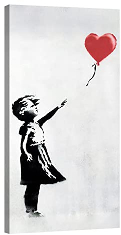 canvashop quadri Moderni Soggiorno Banksy Bambina Con Palloncino 100x50 cm | Quadro Su Tela Canvas, Stampe Da Parete, Bansky, Verticale