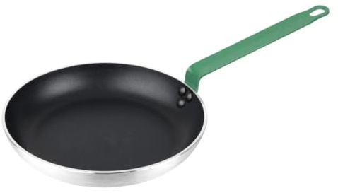 nisbets limited Hygiplas Poêle à frire antiadhésive en aluminium Teflon Platinum Plus Poignée verte 280 x 45 mm