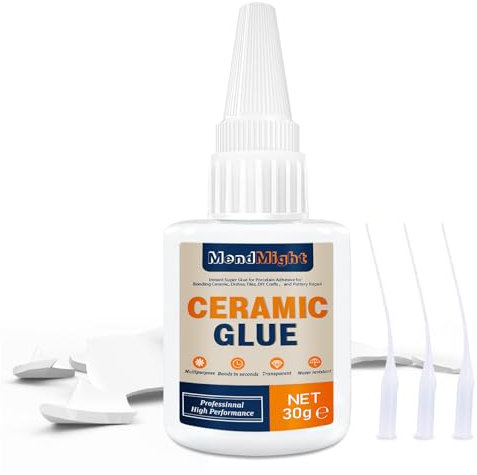 Pegamento de Cerámica 30g - Adhesivo Instantáneo Fuerte para Reparar Porcelana, Vidrio, Plástico, Metal, Goma y Manualidades DIY