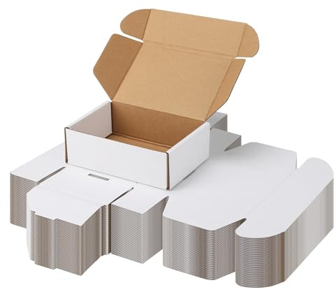 PHAREGE 8x6x2 Inch Shipping Boxes 25 Pack White, Tab Lock Tuck Top Mailer Boxes for Packaging Small Business, Cardboard Gift Boxes for Wrapping Mailing Present