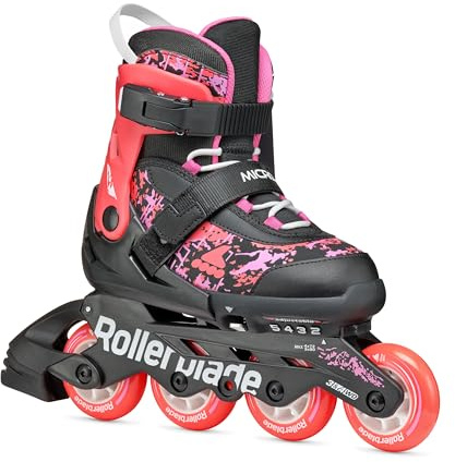 Rollerblade MICROBLADE SL - Patines en línea para niñas, Color Negro/Coral, 33-36,5
