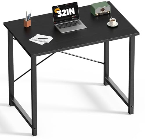 DUMOS 32 Inch Office Small Computer Desk Modern Simple Style Writing Study Work Table for Home Bedroom - Wood Black