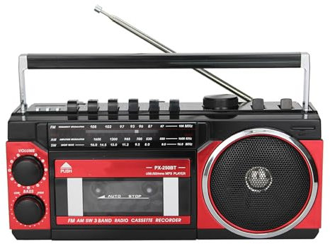 Good Homie Reproductor De CD Retro Boombox, con Conectividad Bluetooth, Am/FM/SW, Asa Plegable, Conector AC/DC/Auriculares, Compatible con Función USB/SD, para Reuniones Familiares, Viajes, Negro