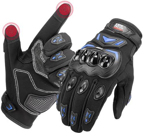 KEMIMOTO Guantes Moto Verano, Resistencia al Impacto, Deportivos Protectores y Transpirables Hombres y Mujeres, Palma Antideslizante, con Pantalla Táctil, Motocicletas, Escalada y Caza