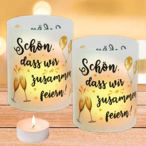 Windlichter Tischdeko Schön, DASS Wir Zusammen Feiern, 12 Stück | Windlicht Tischdeko, Tisch Deko Geburtstag für Hochzeitsdeko, Silvester, Taufe Teelichter oder Kerzen