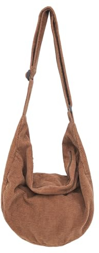SUPECHUNYI Umhängetasche Cord Damen Herren Groß Crossbody Bag Schultertasche Moon Bag Large Tasche Damen für Schule Arbeit Reisen Ausflug Einkauf
