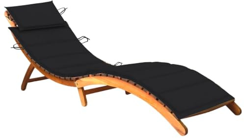 RMIHSJG Sunlounger Wooden Solid Acacia Wood Standard Foldable Outdoor Recliner Poolside Lounger Garden Sun Lounger for Patio Outdoor
