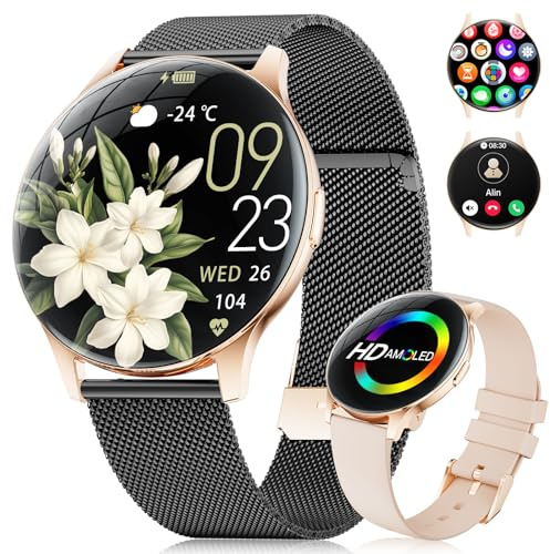 BENYAR SMART Montre Connectée Femme, 1,43 AMOLED Écran/Appel Bluetooth/100+ Modes Sportifs Smartwatch, Sommeil/SpO2/Calories/Fréquence Cardiaque Moniteur pour Android iOS