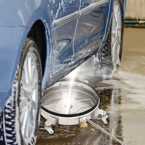 2-in-1-Oberflächenreiniger, 4000 PSI Hochdruckreinige Surface Cleaner, Hochdruckreiniger-Aufsatz mit 4 Rädern, 2 Sprühdüsen, 3/8' Schnittstelle