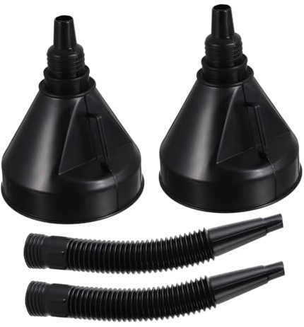 TOYZFRIENDY Embudo Para Aceite De Motor Plástico Con Filtro De Red 2 Piezas Boca Ancha Negro Para Coche y Moto Uso En Taller y Mantenimiento