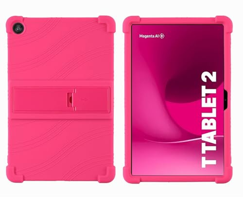 GIOPUEY Hülle Kompatibel mit Telekom T Tablet 2 10.1 Inch 2025 - mit Ständer - Weiche TPU Silikon Schutzhülle - Airbag Sturzschutz Case - pink
