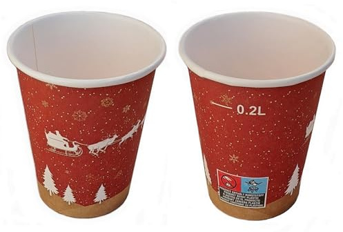 CW-Pack 1000 Stück Glühweinbecher, Einwegbecher, Pappbecher Weihnachten, Einwegbecher Coffee to Go Becher EXKLUSIV