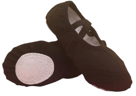Ballerinaskor, canvas, mjuk sula, balett, danstofflor, barn, övning, kvinna, dansskor för kvinnor, svart, 36 EU