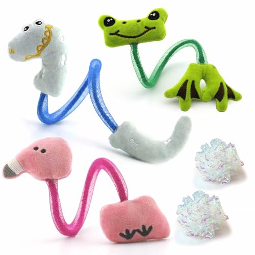 uyiixoxo Interactive Cat Toys Set, Silvervine Chew Sticks and Catnip Spring Ropes, Indoor Cat Toys for Exercise and Dental Care, for All Cat Breeds (5 Pack)