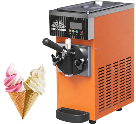 ZHLINGQ Máquina De Helados Profesional Heladera Soft Serve, Máquina para Hacer Helados Comercial, 450w, 4-5L/H, Limpieza Automática Y Pantalla LCD, 1 Sabores, para Restaurantes Y Bares Orange