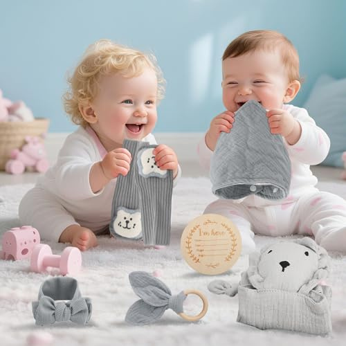 Kirschkernkissen,6-in-1 Set Personalisierte Geschenke mit Zeitloser Wasserfarben-Optik,Baby Erstausstattung Neugeborene Geschlechtsneutrales Design,Schutzengel für Mädchen und Jungen