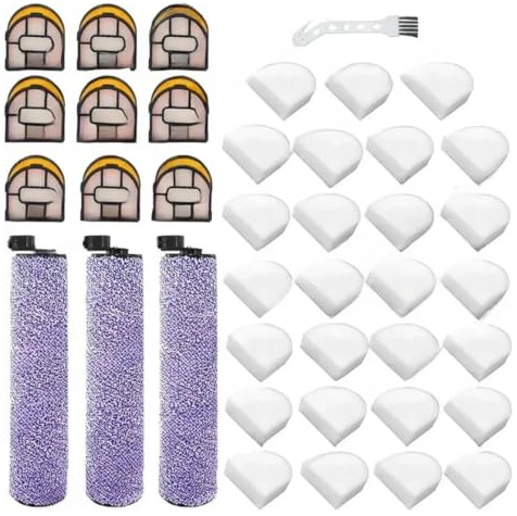 Rulleborste och filter，kompatibel med Shark WDB1F2 WD201 WD201C WD100 | Optimerad borststruktur lyfter olika markskräp(40pcs)