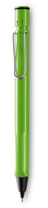 LAMY safari moderner Druckbleistift 113 aus robustem Kunststoff in grün mit ergonomischem Griff und Radiertip, inkl. Feinstrichmine LAMY M 41 (0,5mm)