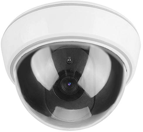 Dioche Fausse Camera Surveillance Exterieur, Fausse Caméra de Sécurité Factice de Simulation de Dôme, Caméra De Surveillance Antivol avec Lumière LED Clignotante