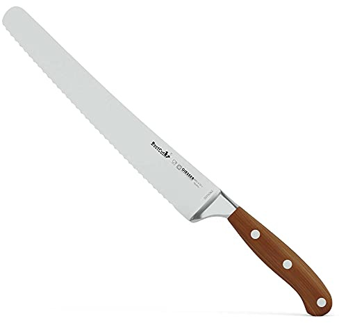 Giesser seit 1776 - Made in Germany - scharfes Kochmesser mit Wellenschliff geschmiedet Olivenholz BestCut Olive, 25 cm, deutsches Küchenmesser rostfrei