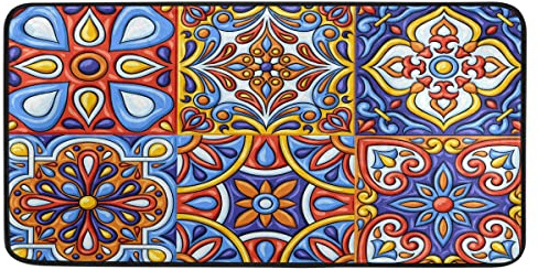 Talavera mexicana - Alfombra de cocina con azulejos de cerámica para lavandería, decoración de granja, tapete de piso para dormitorio, porche, 39 x 20 pulgadas, baldosa cerámica italiana