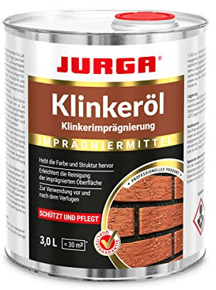 JURGA Klinkeröl Außen & Innen (3 L ca.30m²) Klinkerstein Imprägnierung Versiegelung & Hydrophobierung für Klinkersteine