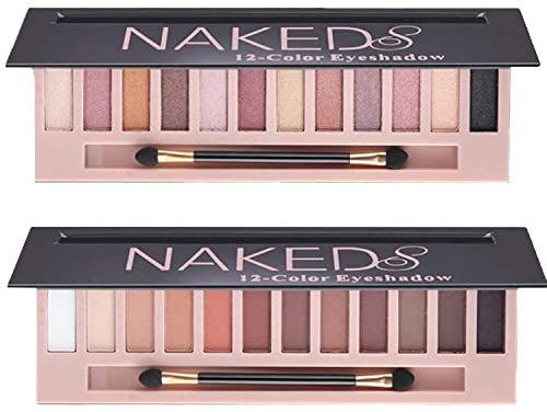 Sulily 2Pcs 12 Colors Makeup Nude Colors Eyeshadow Palette Kit Naked Matte Shimmer Smokey Glitter Pigment Eye Shadow Pallete Waterproof Professional Beauty Eye Makeup Kit for Women, Mothers Day Gifts