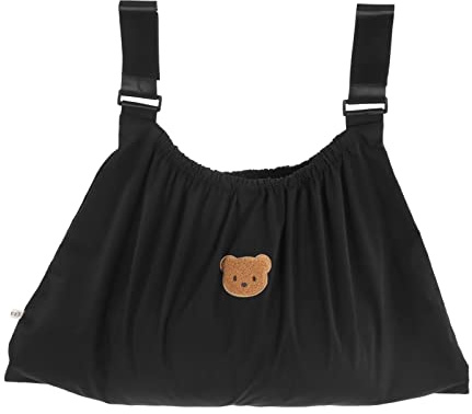 Hyuduo Kinderwagen-Organizer Tasche, Wasserdichtes Nylon, Schwarz, Universal Mumientasche mit Bärenmuster für Handys, Geldbörsen, Milchflaschen