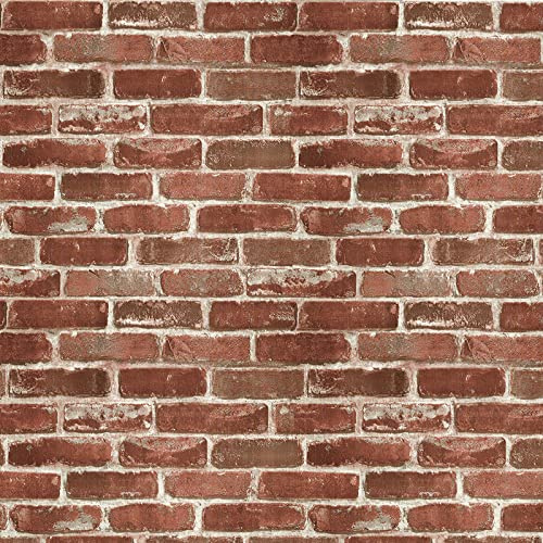 Hopeak Red Brick Wallpaper, Self-Adhesive Peel and Stick Waterproof and Removable Good for Home Decoration and Furniture Renovation (17.5X 511 Inch)