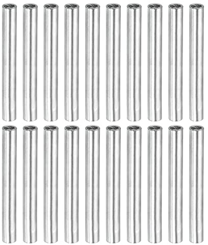 sourcing map Runde Kupplungsmutter, M4 x 0,7 mm Innengewinde, 45 mm Gewinde, Rundhülsenverbinder, Stange, Bolzen, Rohrmutter, Hardware-Verschluss, Silber, 20 Stück