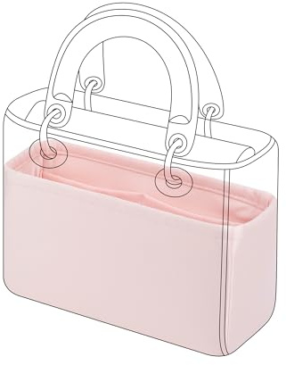 DGAZ Handtasche Tasche Organizer, Seide Tasche Innentasche für Lady Dior, Seidige Berührung Taschenorganizer Shaper Einsatz (Rosa, Lady Dior Mini) | Luxuriöse Satin-Innentasche, Perfekte Passform, Sanfter Schutz, Leicht