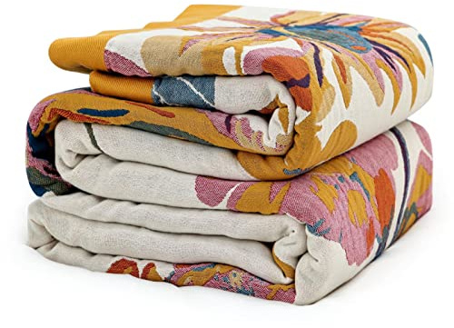 SAYT RLAE Boho Tagesdecke Kuscheldecke Baumwolle Bettdecke Decke150x200, Doppelseitig Bettüberwurf Wärmedecke Bettdecken Couchdecke Bettwäsche, Boho Throw Blanket for Couch Bed
