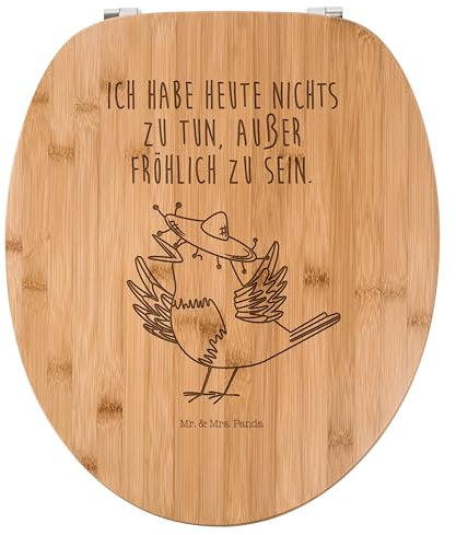Mr. & Mrs. Panda WC Sitz Rabe Sombrero - Geschenk, Vögel, Tiere, Toilette, Klodeckel, Tiermotive, Toilettendeckel, froh, Glück Spruch, Gute Laune,