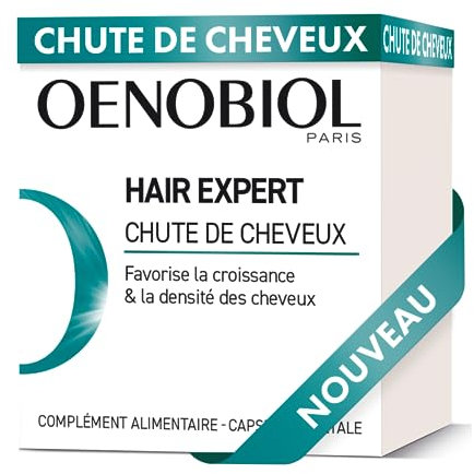 OENOBIOL HAIR EXPERT Chute de Cheveux - Nouvelle formule concentrée - Chute de cheveux- Favorise la croissance - Préserve la densité des cheveux - Complément alimentaire 60 capsules - Programme 1 mois