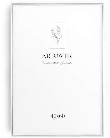 Artower® Bilderrahmen Silber Metall Dünner Rahmen für 40 x 60 cm | Posterrahmen Groß für Collage | Picture Frame Metal 40x60 cm | Aluminium Schmal Bilderrahmen | Silver Poster Rahmen