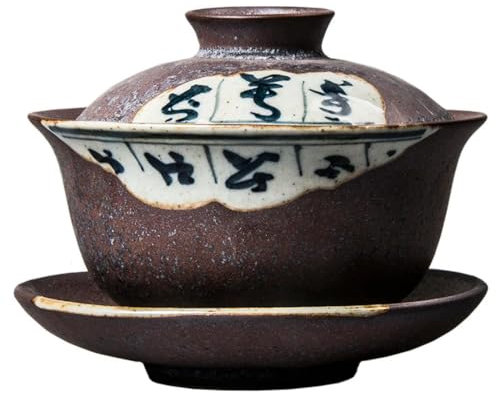 YOGAYE Gaiwan -sopera de cerámica con Tapa para té, Juego de Ceremonia de té de Kung Fu, Tazas de café, tazones Vintage Chawan, 120ml