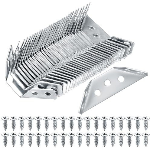 30 Pz Staffe Angolari, Squadrette Angolari per Legno, Squadrette Triangolari, Staffa Angolare Connettore Ferramenta per Mobili, Supporto Connettori in Acciaio Inox per Mensole Armadi Tavoli Sedie