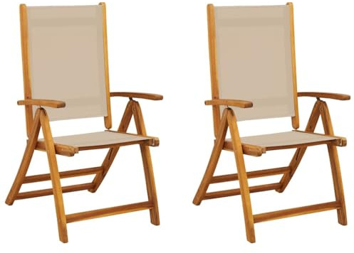 vidaXL Klappstühle, 2 Stück, Massivholz Akazie und Textilene
