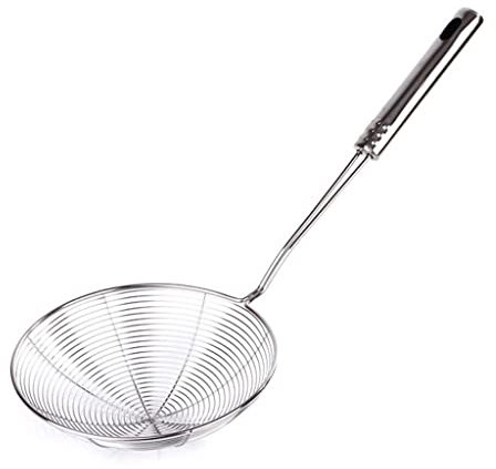 Cucharas Para Cocinar Colador de Pasta, espumadera de cocina, colador de malla de acero inoxidable resistente a altas temperaturas con utensilios de cocina de mango largo Cucharas Para Revolver(20cm)