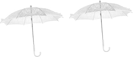 PACKOVE 2stücke Weißer Spitzen-Regenschirm Für Hochzeiten Elegantes Bühnenrequisit Für Fotos Und Tanzaufführungen Für Romantische Hochzeitsfotos Und Stilvolle Dekoration