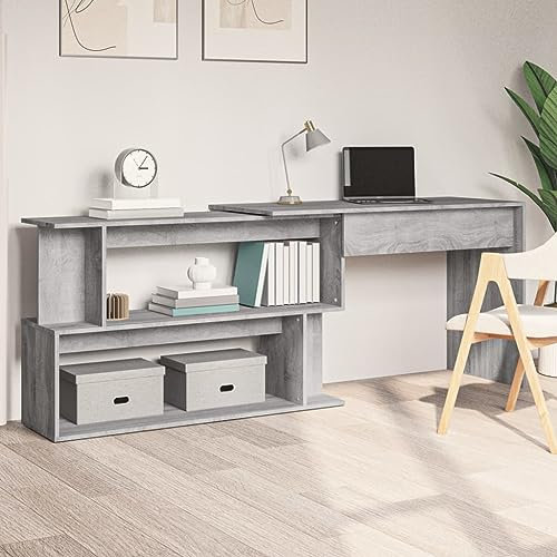 Schreibtisch klappbar,klappschreibtisch,sekretär Schrank,Eckschreibtisch Grau Sonoma 200x50x76 cm Holzwerkstoffschreibtisch,computertisch,Desk,