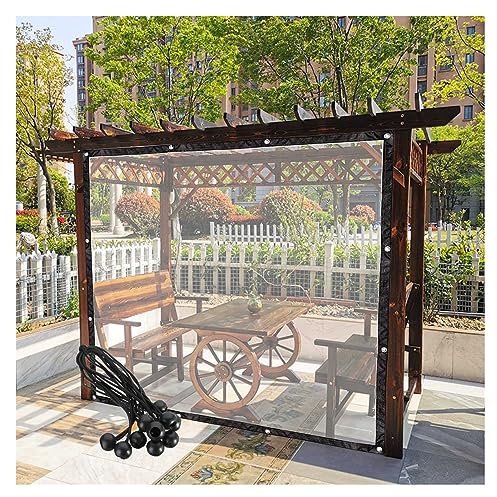 Transparente Vorhänge für den Außenbereich, Terrassenüberdachung, Seitenwände, anpassbar, Gartenmöbel, Pergola, Paneel mit Ösen (2,4 x 7 m)