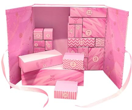 Calendrier de l'Avent vide à remplir soi-même | Calendrier du compte à rebours de l'Avent de Noël vide, boîte de calendrier du compte à rebours de Noël, boîte cadeau pliante romantique