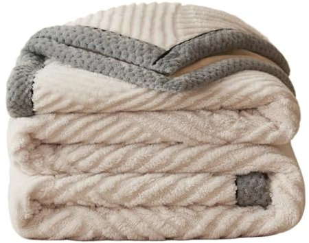 Kuschelige Plüsch-Sherpa-Fleece-Überwurfdecke für Couch und Bett, dick, warm, Weihnachtsdekoration, Geschenk, weiche Kunstfelldecke für Damen, Sofa, Stuhl, Camping, Reisen, cremefarben, 45,7 x 183,9