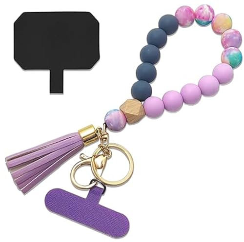 LunarCharm Cordino per telefono, cinturino da polso in silicone, catena elastica per smartphone, viola