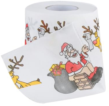 Papier toilette de Noël Rouleau de papier toilette imprimé Père Noël Fournitures de Noël pour décoration de salle de bain Décoration de fête festive Cadeaux fantaisie Papier toilette Père Noël Papier